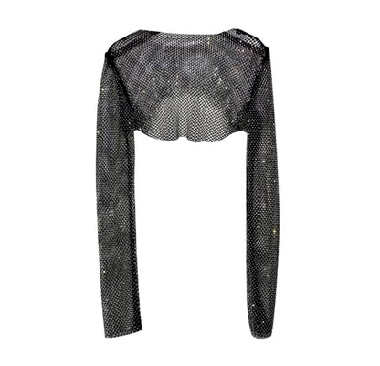 Mara - Crop top glitter zwart