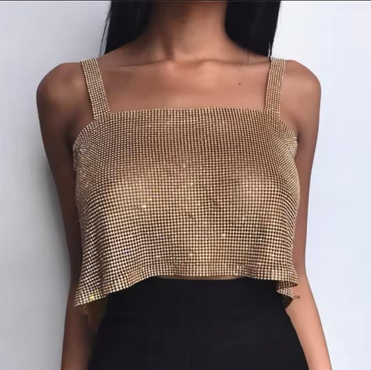 Jilly - Crop top glitter goud